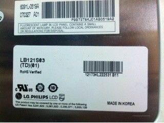 LB121S03-TD01 12.1 インチ 800 ((RGB) × 600 400 cd/m2 周波数 60Hz TFT-LCD, LCM