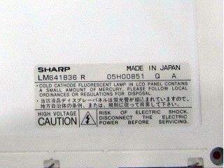 LM641836R INCH シャープ TFT LCD ディスプレイ 9.4" 70 cd/m2 (タイプ) 191.97 ((W) × 143.97 ((H) mm